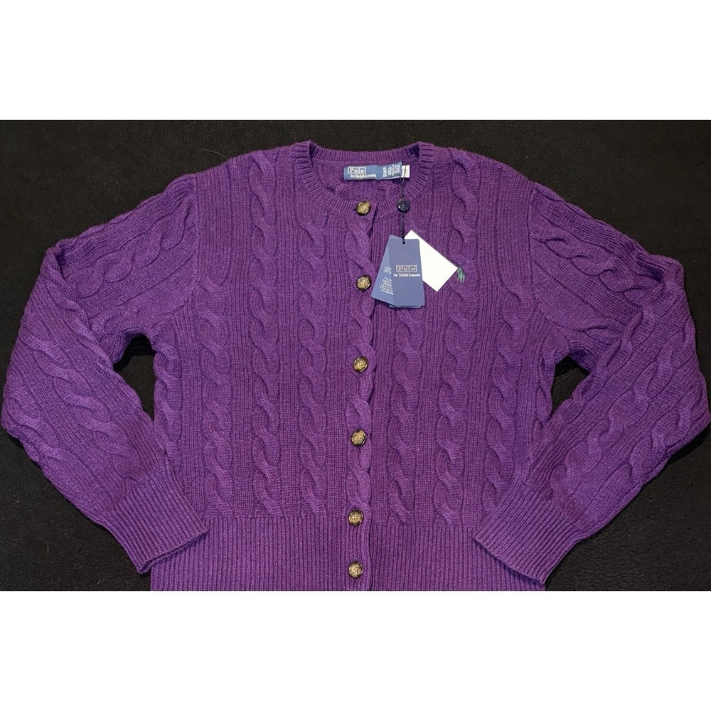 Polo Ralph Lauren Cable Knit Wool Cashmere Cardigan Sweater Women's XL NWT